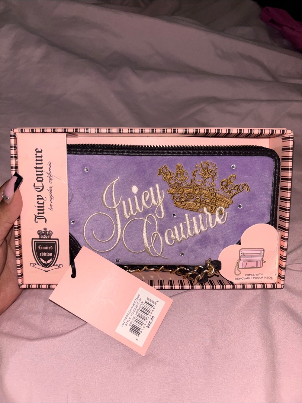 Juicy Couture Lavender “Large Heritage” Zip Around Wallet/Wristlet